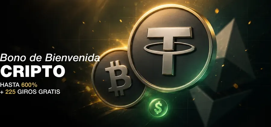 Bono de Bienvenida Cripto: hasta 600% + 225 giros gratis