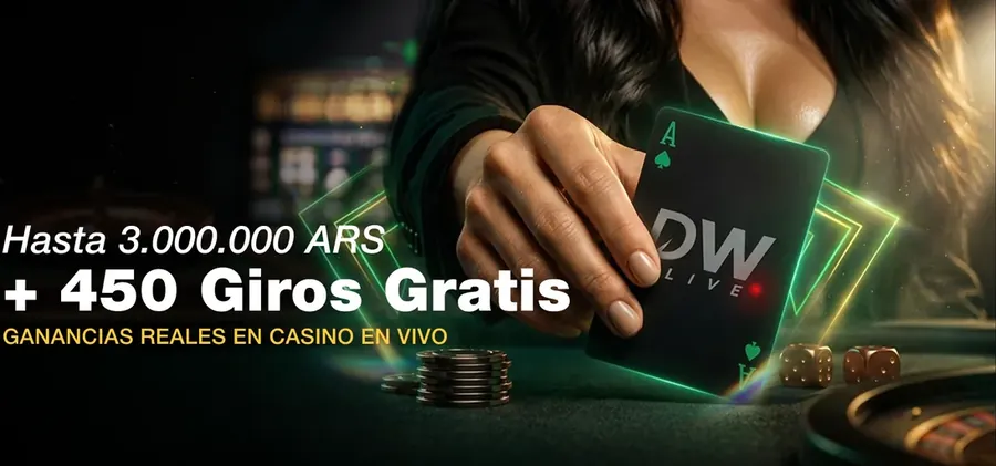Casino en vivo: hasta 3.000.000 ARS + 450 giros gratis